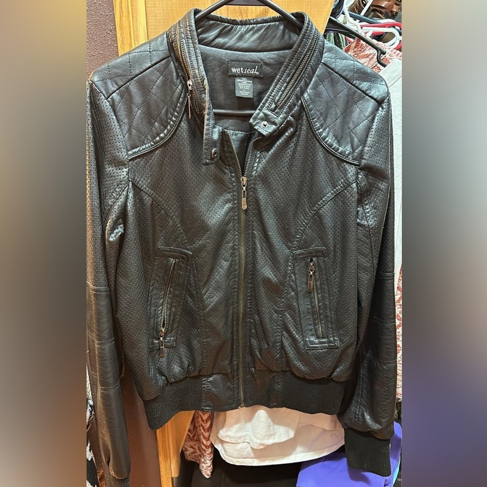 Wet seal brand leather Moto jacket